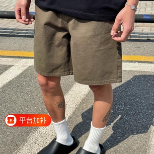 美式户外休闲直筒显瘦夏季五分裤男女cleanfit牛仔短裤黑色白色