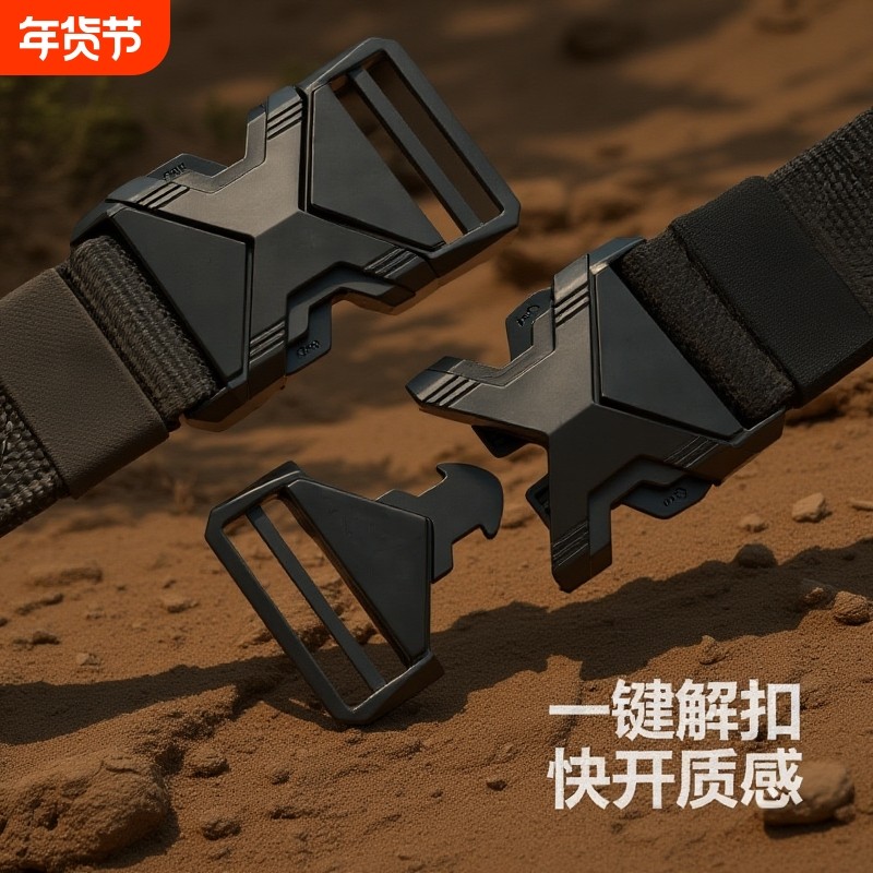 青年战术腰带帆布皮带男合金扣运动插扣户外工装男休闲军训裤腰带
