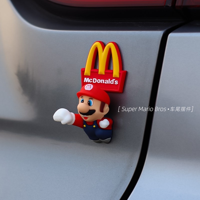 马里奥车尾挂件后备箱尾部公仔玩偶油箱车外装饰品车顶卡通通用款