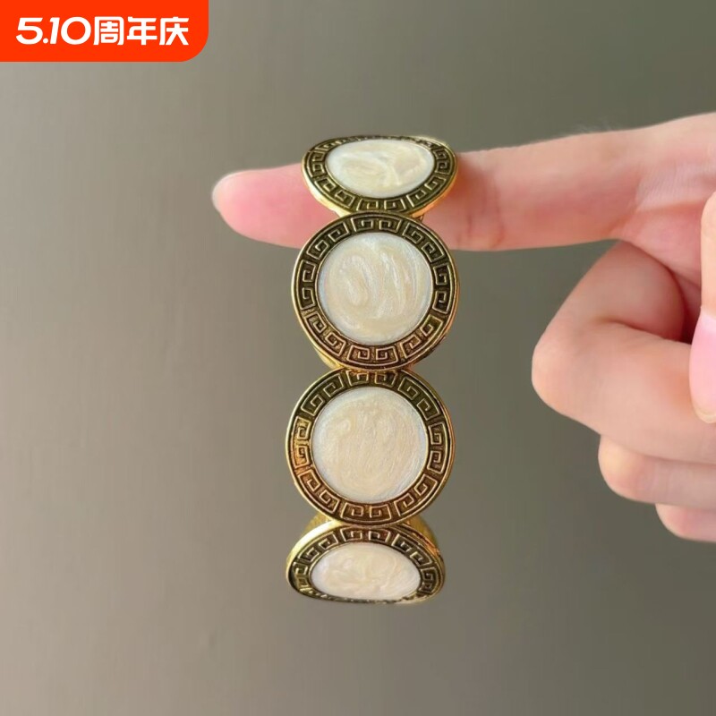 中古vintage波西米亚圆盘串珠手链复古小众轻奢时尚叠戴手镯手