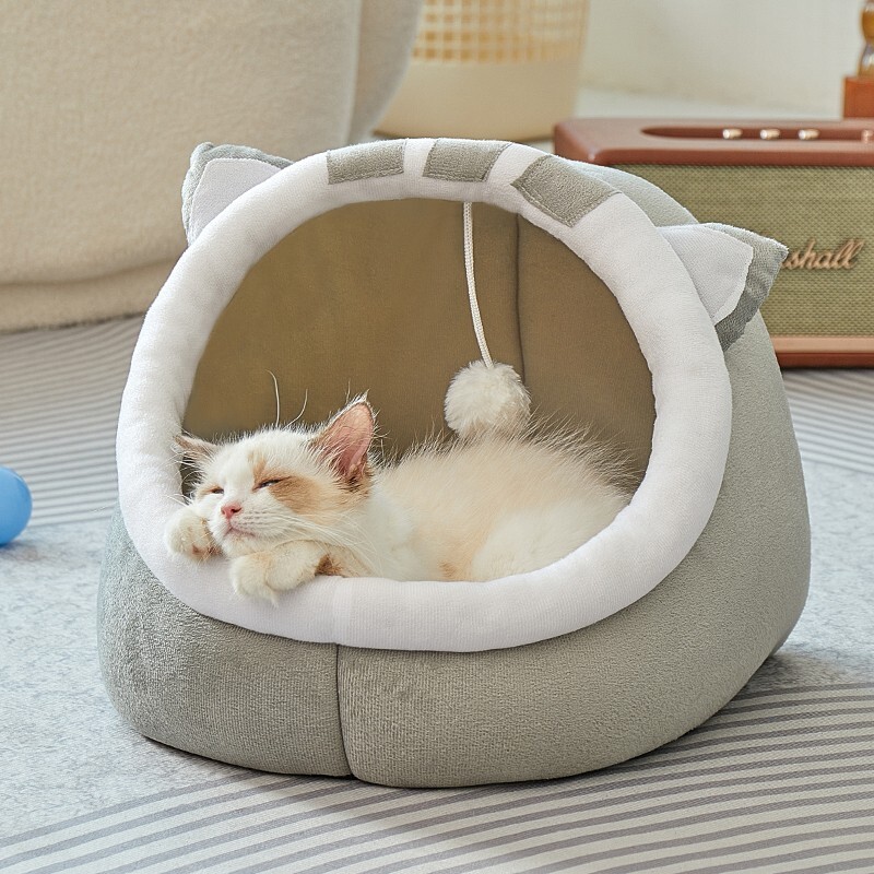 猫窝冬天保暖垫半封闭式猫咪睡窝四季通用狗窝可拆洗大型可睡防寒