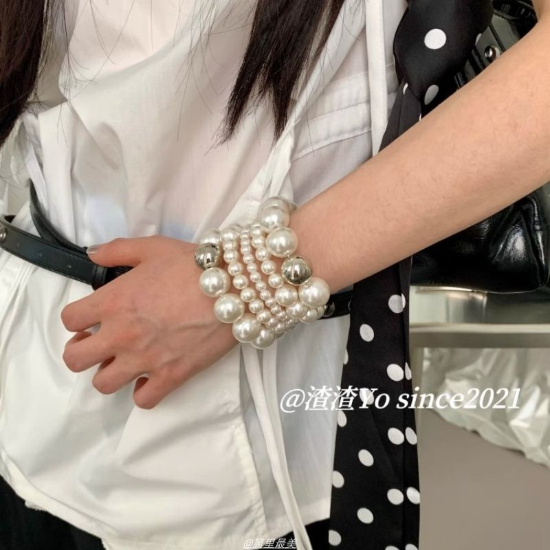 韩系ins简约百搭珍珠手链女多层缠绕串珠手串高级感手镯