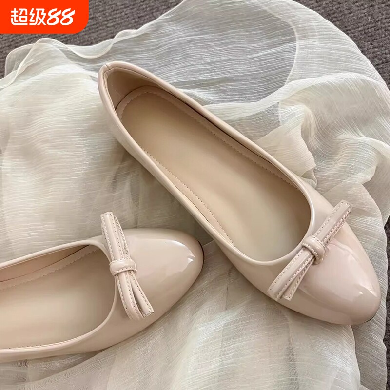 内增高5CM玛丽珍鞋2026春夏浅口一脚蹬芭蕾舞鞋单鞋女红色黑色图片