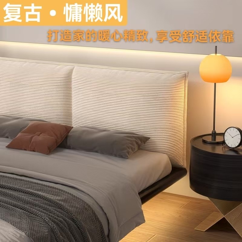 床头靠垫软包灯芯绒靠枕自粘榻榻米双人大靠背垫简约卧室可拆洗