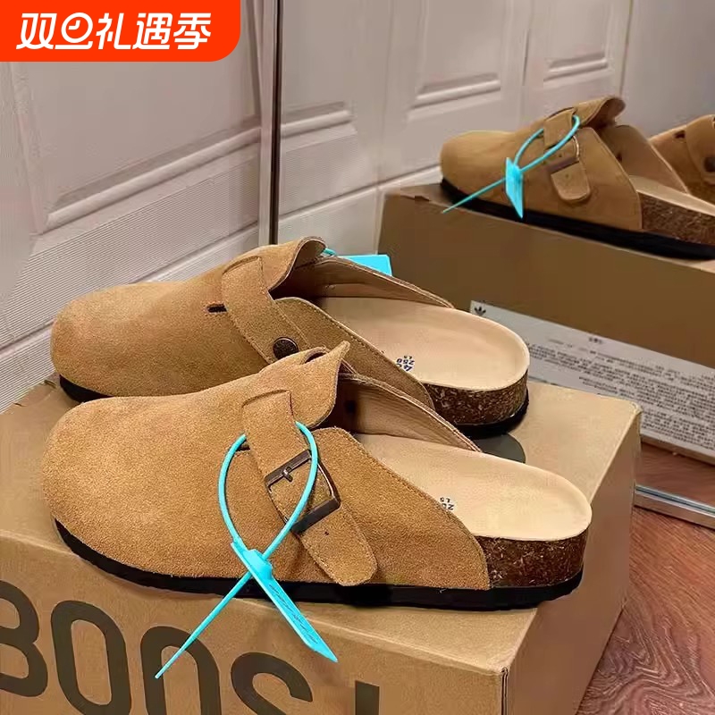 真皮勃肯鞋男女款包头凉鞋