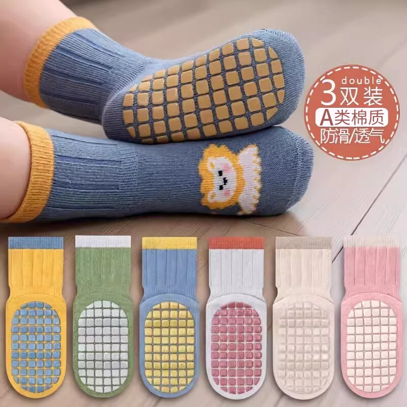 地板袜婴儿宝宝袜子春秋款防滑隔凉学步袜比纯棉a类幼儿中筒袜薄