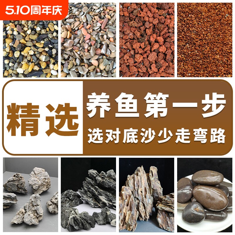 鱼缸天然底砂造景南美装饰溪流石头乌龟铺底沙子生态水晶雨林养鱼