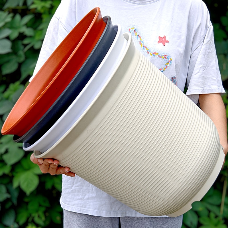 仿陶瓷加深加厚圆形高筒塑料花盆