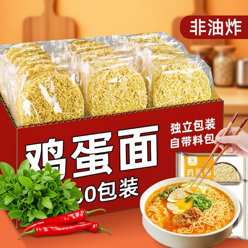 面饼整箱批发独立包装大碗面面条泡面早餐袋装火锅非油炸鸡蛋面
