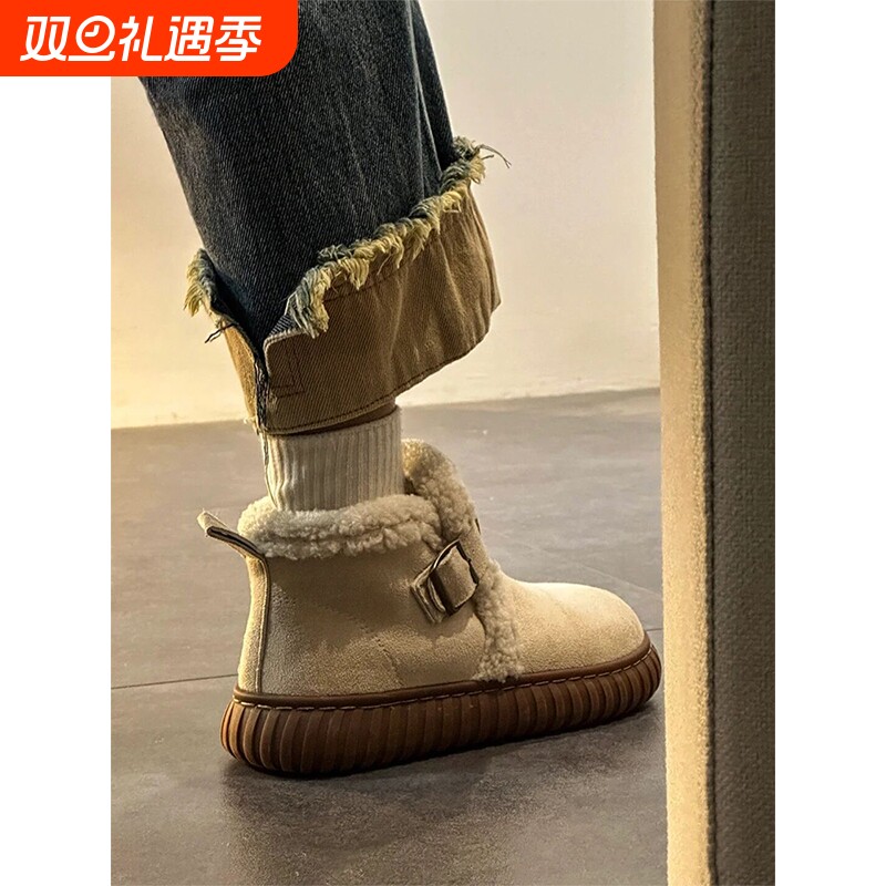 雪地靴子女2025新款冬季加绒加厚保暖皮毛一体毛毛棉鞋女鞋子百搭