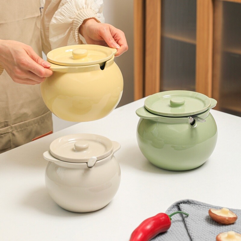 食品级陶瓷猪油罐带盖油罐家用装耐高温荤油辣椒油专用容器大容量