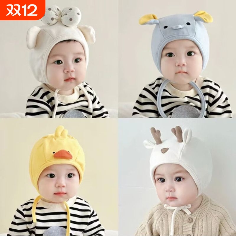 宝宝帽子秋冬季男女婴儿超萌可爱婴幼儿小猪新生棉质护卤门胎帽