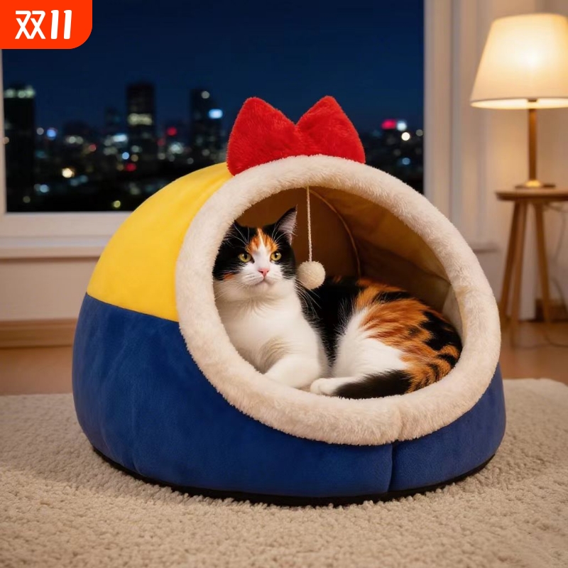 猫窝睡垫两用变形立体猫窝
