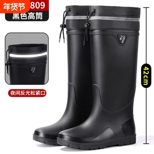 新款防水束口雨鞋男款骑手专用工作外穿防滑雨靴保暖时尚中筒水鞋