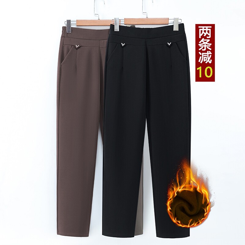 妈妈裤子中老年人女裤春秋冬季直筒休闲裤加绒厚长裤新款洋气流行