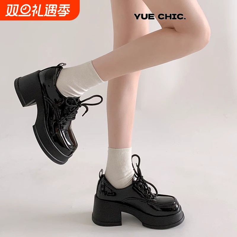 厚底增高黑色法式jk小皮鞋女2025新款夏季玛丽珍单鞋女高跟粗跟