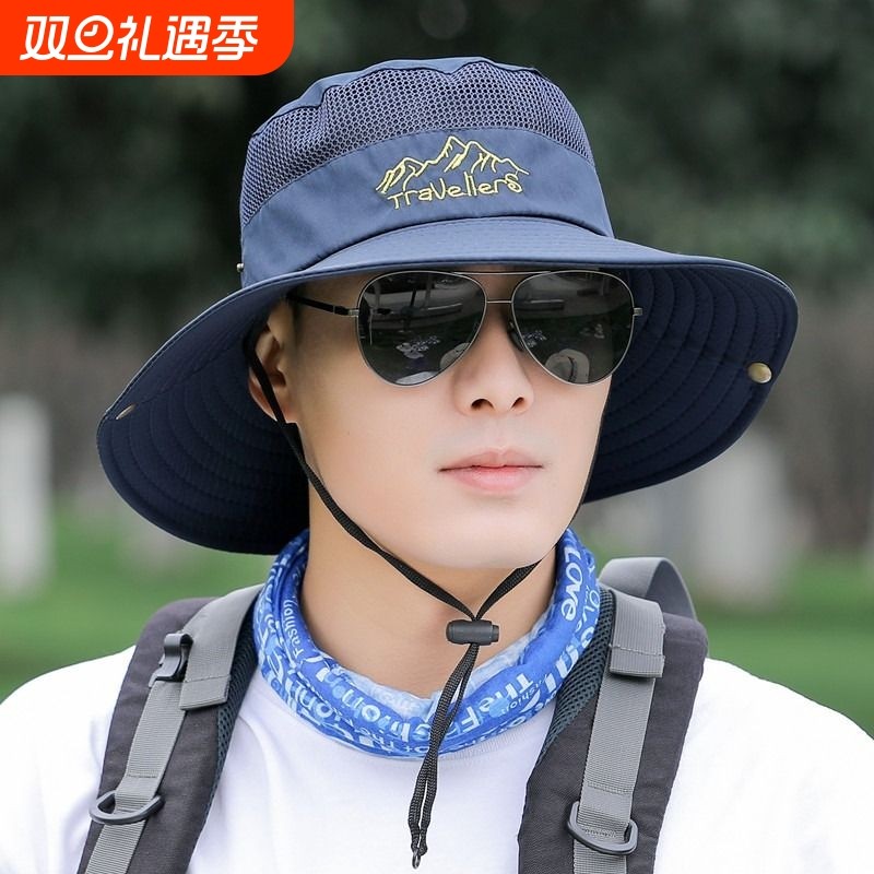 帽子男士夏季登山遮阳户外透气太阳帽骑车钓鱼防晒渔夫帽旅行防风