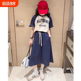 女童休闲套装裙夏季韩版时尚网红裙子女大童时髦洋气夏款连衣裙