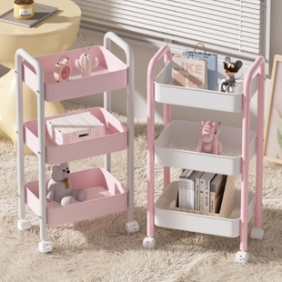 可移动小推车多层置物架家用客厅零食收纳架子收纳碳钢厨房简易