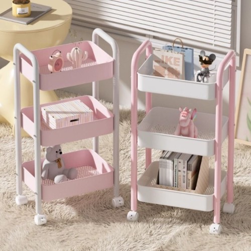 可移动小推车多层置物架家用客厅零食收纳架子收纳碳钢厨房简易