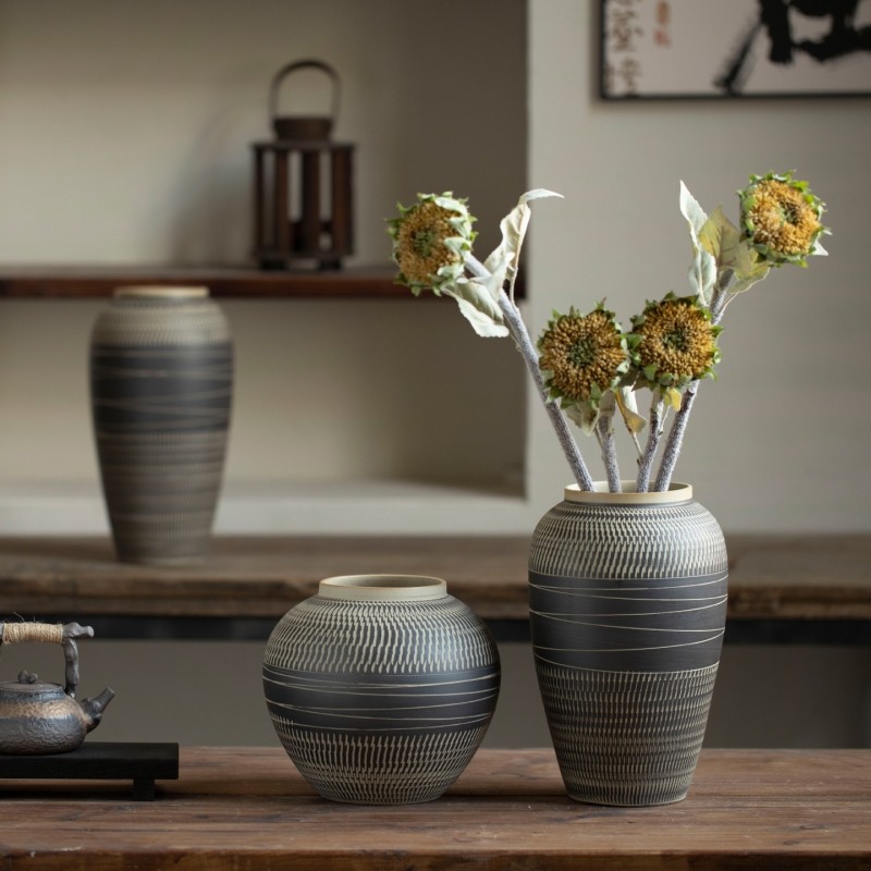 景德镇新中式陶瓷花瓶现代简约花器展示柜插花摆件酒店民宿装饰品