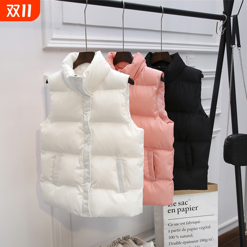面包服马甲女短款2025冬新款羽绒棉服坎肩学生加厚马夹白色时尚