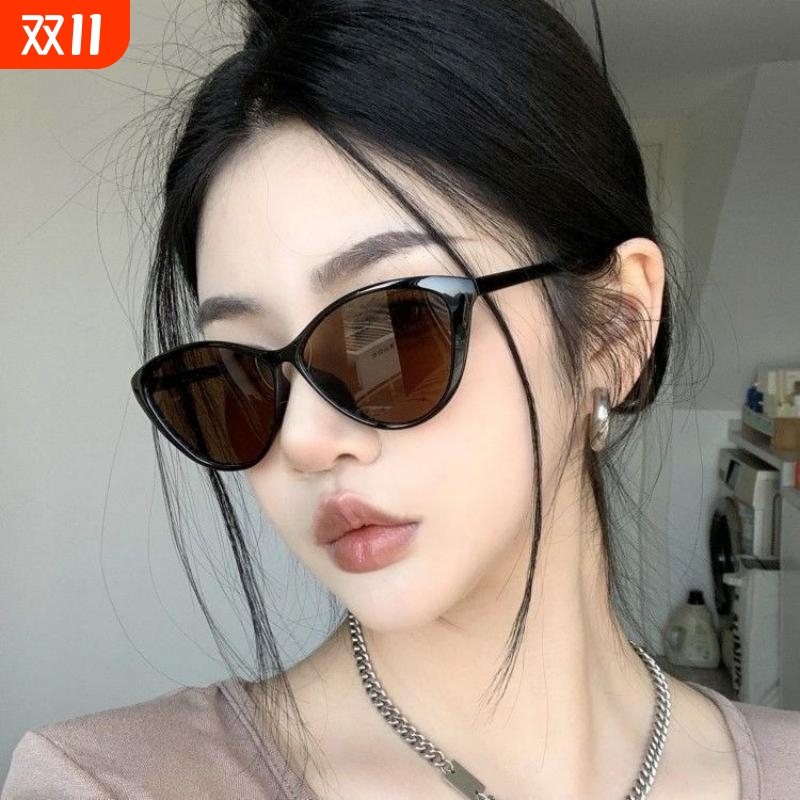 韩版猫眼墨镜ins时尚防紫外线大脸显瘦辣妹复古太阳镜潮圆脸偏光