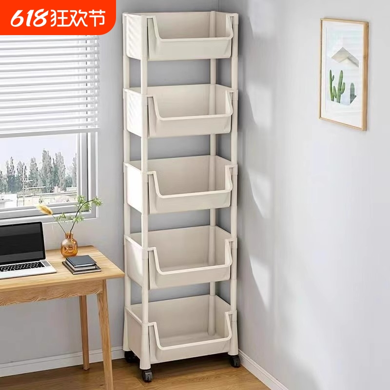 书架可移动置物架落地儿童玩具收纳架子厨房家用零食小推车储物柜