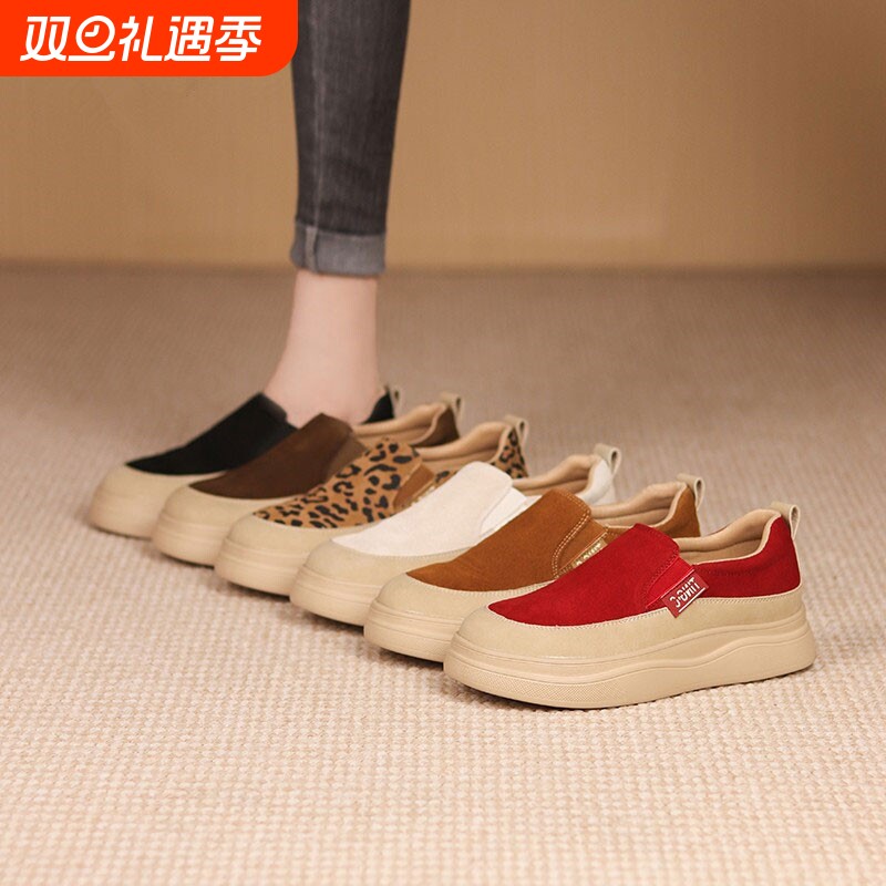 软底时尚单鞋2025秋季新款百搭休闲舒适平底圆头复古厚底妈妈板鞋