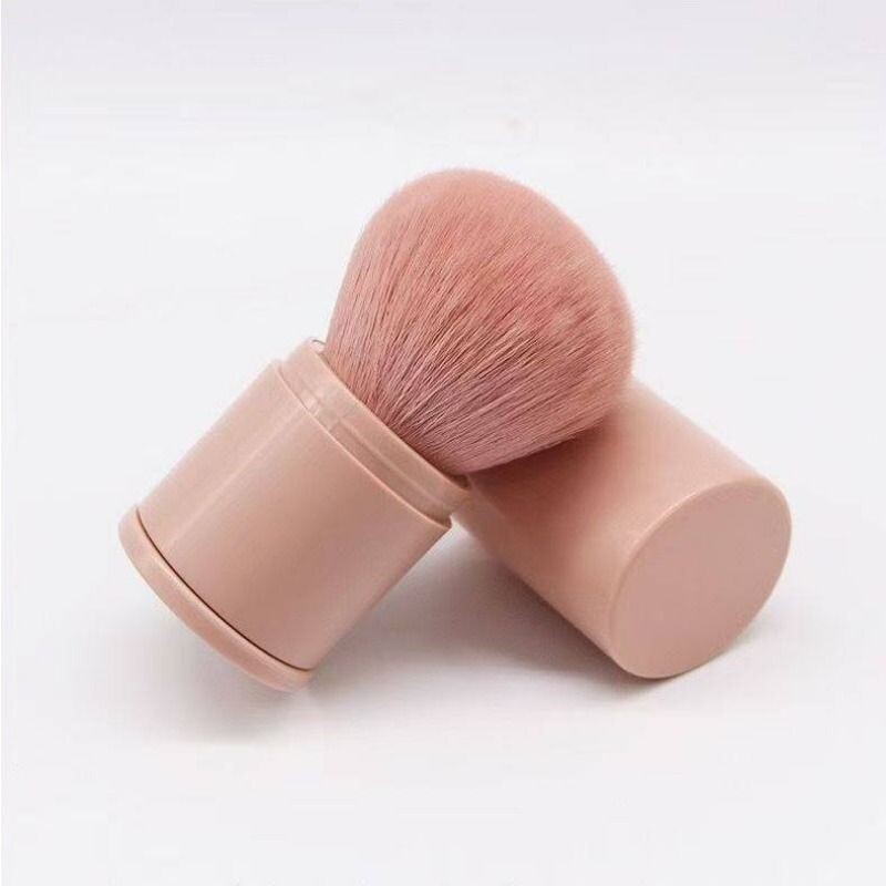便携式腮红刷化妆刷不掉毛美妆哑光软毛带盖新款粉色伸缩刷散粉刷
