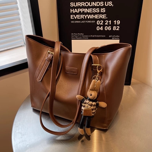 艾程大容量包包女百搭2024新款 简约单肩包大学生上课包通勤托特包