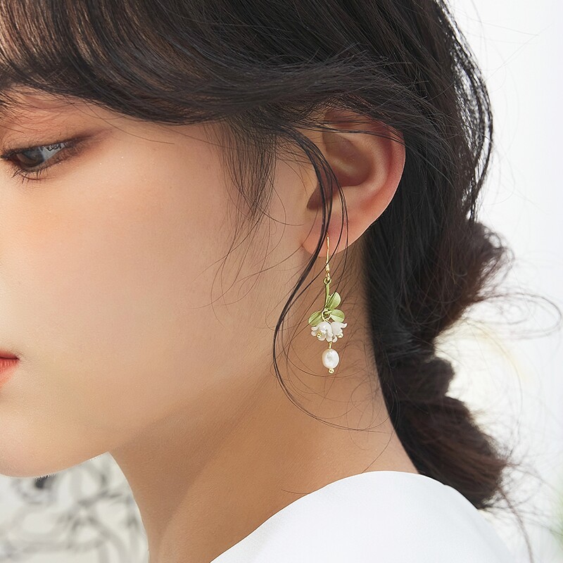 小麋人925纯银铃兰耳环女流苏耳坠小众设计感高级冷性风耳饰金色