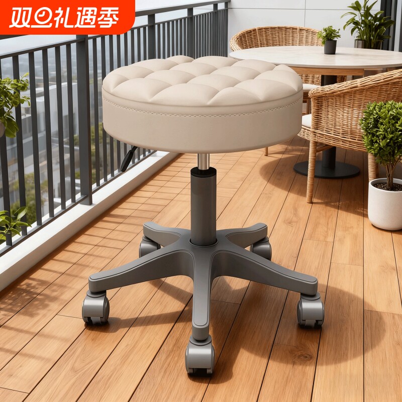 美容院凳子滑轮旋转升降圆凳化妆梳妆凳美发美甲理发椅吧凳大工椅