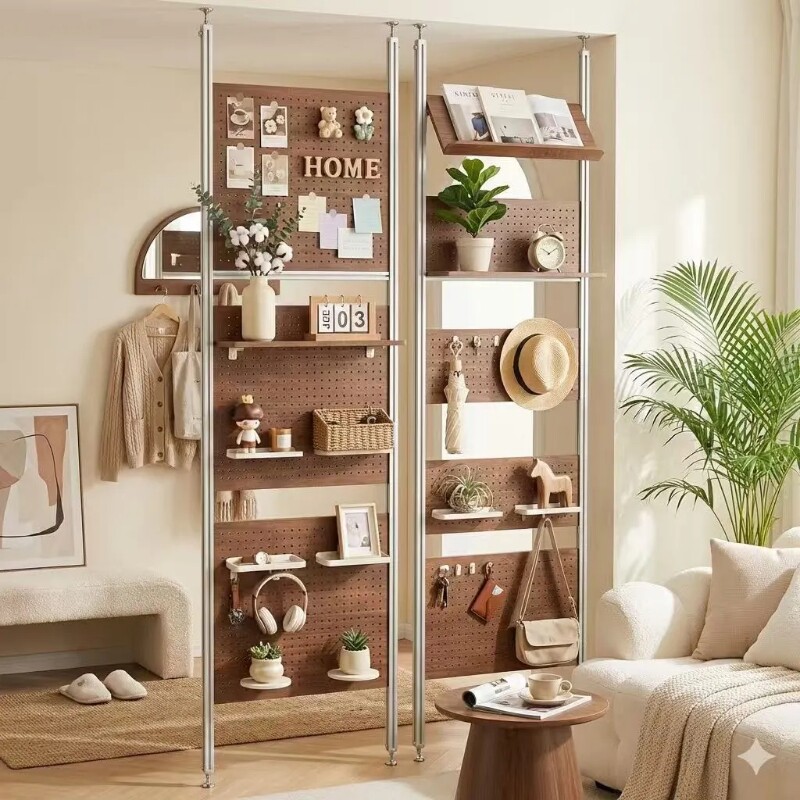 顶天立地洞洞板配件diy衣帽架置物架入户玄关收纳架客厅隔断金属