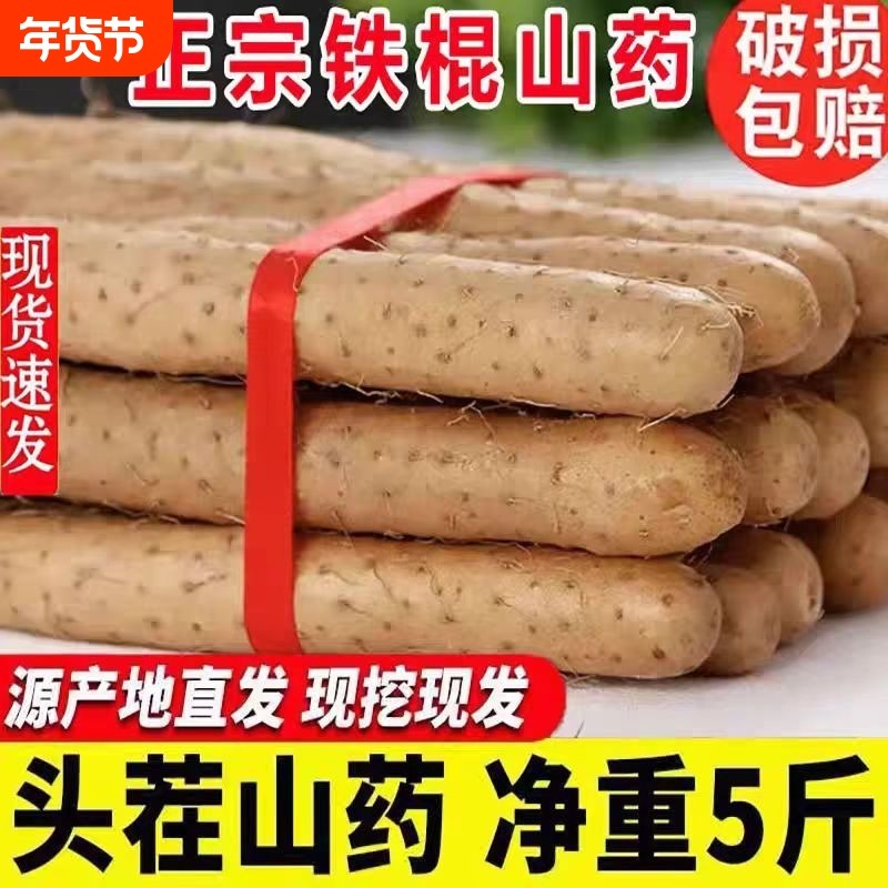 铁棍山药新鲜淮山药铁杆山药现挖5斤非温县怀山药蔬菜
