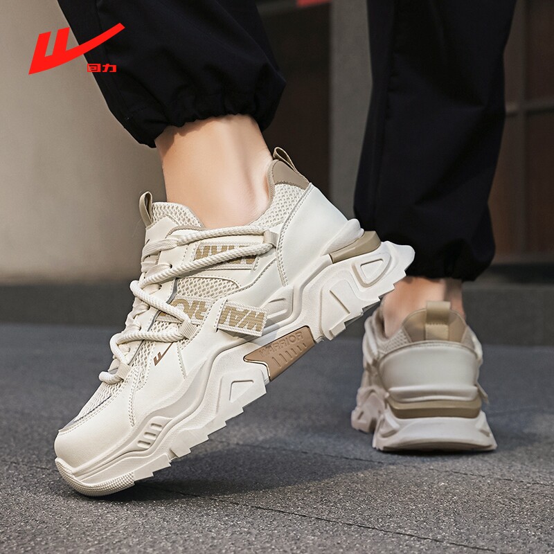 老爹鞋男秋季厚底增高透气休闲运动鞋工作网面港风复古黑色跑步鞋