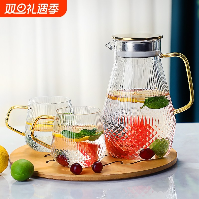 耐高温玻璃冷水壶家用夏季凉水壶大容量扎壶冷水瓶凉水杯水壶套装