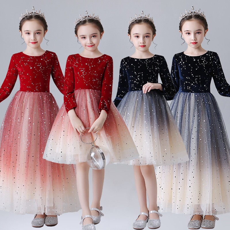 六一儿童演出服女童舞蹈纱裙主持人礼服小学生大合唱朗诵表演服装