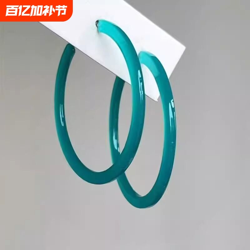 「云水生烟」小清新果冻色圆圈耳环复古港风显脸小耳圈新款耳饰