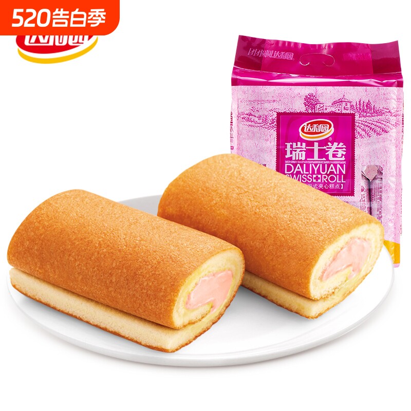 达利园瑞士卷草莓味240g蛋糕健康早餐充饥解馋点心糕点小零食西式