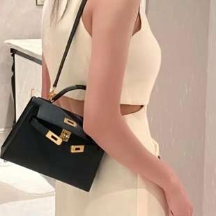 二代凯莉包掌纹牛皮迷你kelly22cm孟子义同款单肩斜挎手提女包