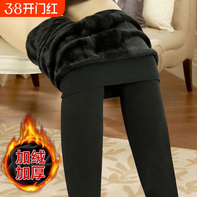 加绒加厚打底裤女秋冬连裤袜棉裤紧身弹力秋裤踩脚保暖裤子厚款