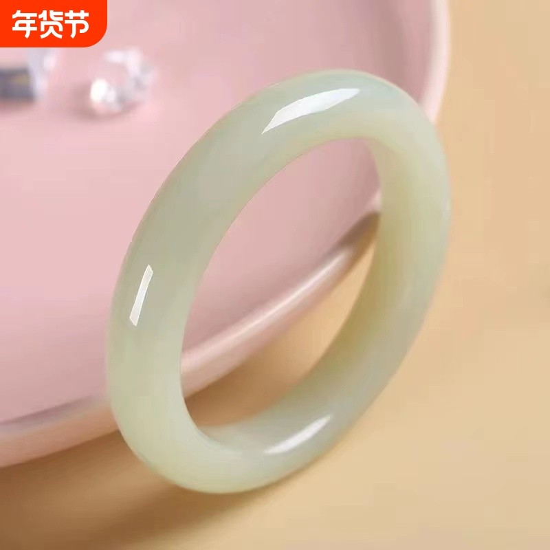 爆款新疆和田玉手镯高端羊脂细条圆条女款玉镯仿玉石玉镯手饰