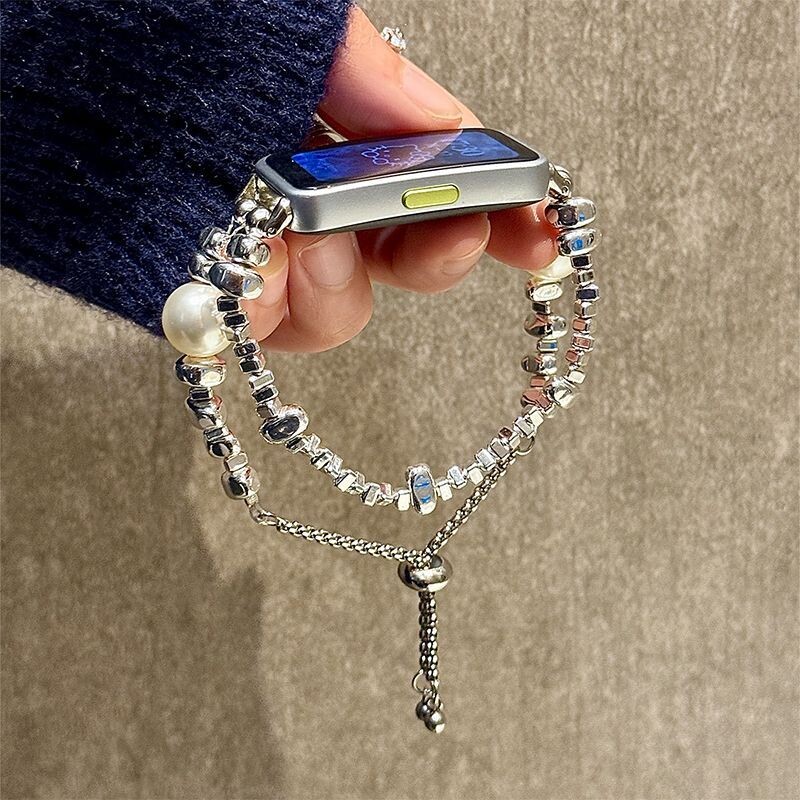 适用于新款华为手环11表带11Pro金属珍珠仿碎银手链款链条高级