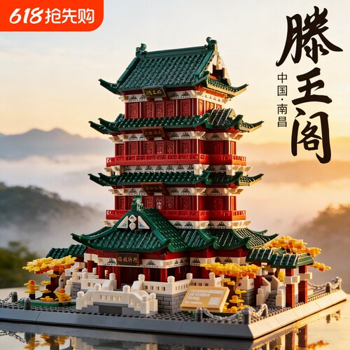 【新品】四大名楼积木模型
