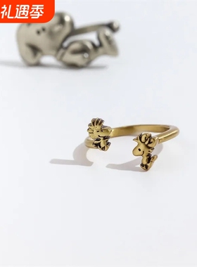 史努比&小鸟戒指可爱百搭简约卡通高颜值小众个性设计指环礼物