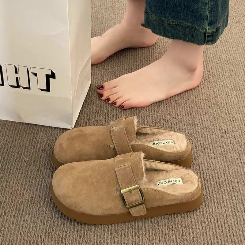 厚底毛毛勃肯鞋女秋冬