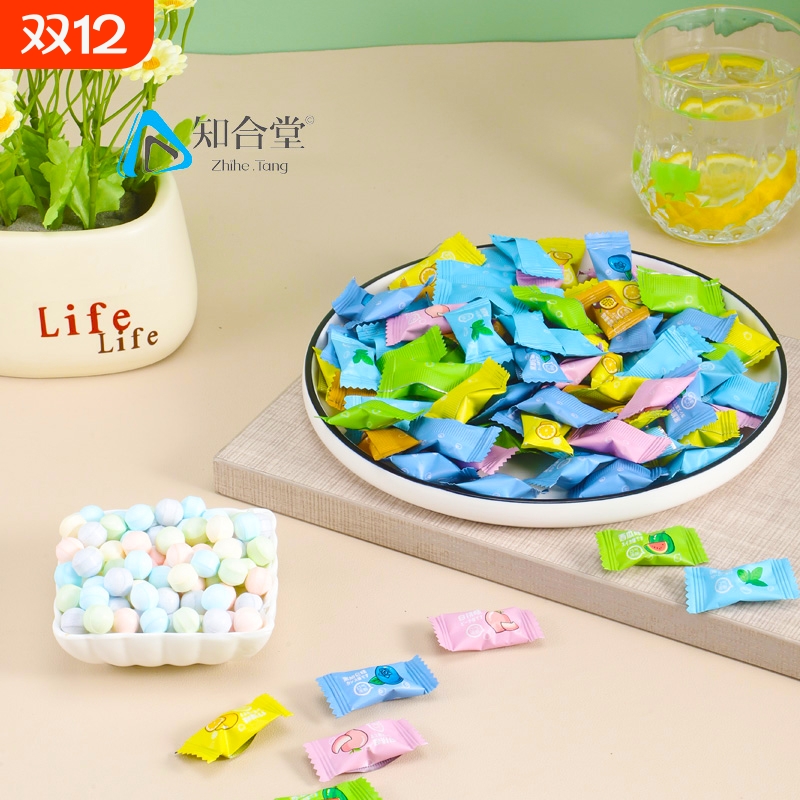 彩虹薄荷糖不含糖混合口味水果味含片维C香口糖清新口气独立包装