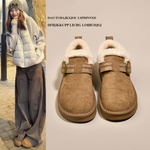 平底加绒保暖全包勃肯鞋毛毛棉鞋女2025新款冬季雪地靴乐福豆豆鞋