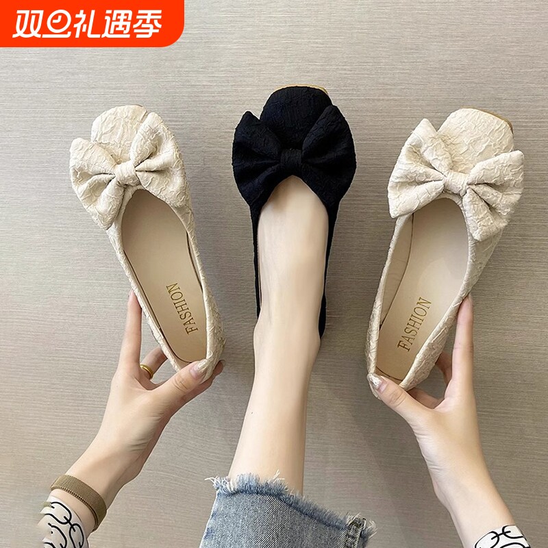 豆豆鞋女2025年新款夏季平底防滑温柔女鞋孕妇一脚蹬气质软底单鞋